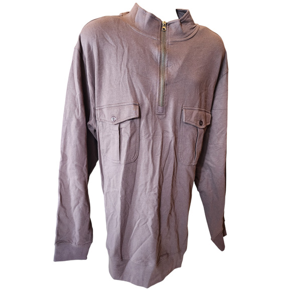 Rustic Ridge Mens Size 2XL Brown Cotton Half Zip Pullover Shirt Button Pockets - Picture 4 of 11
